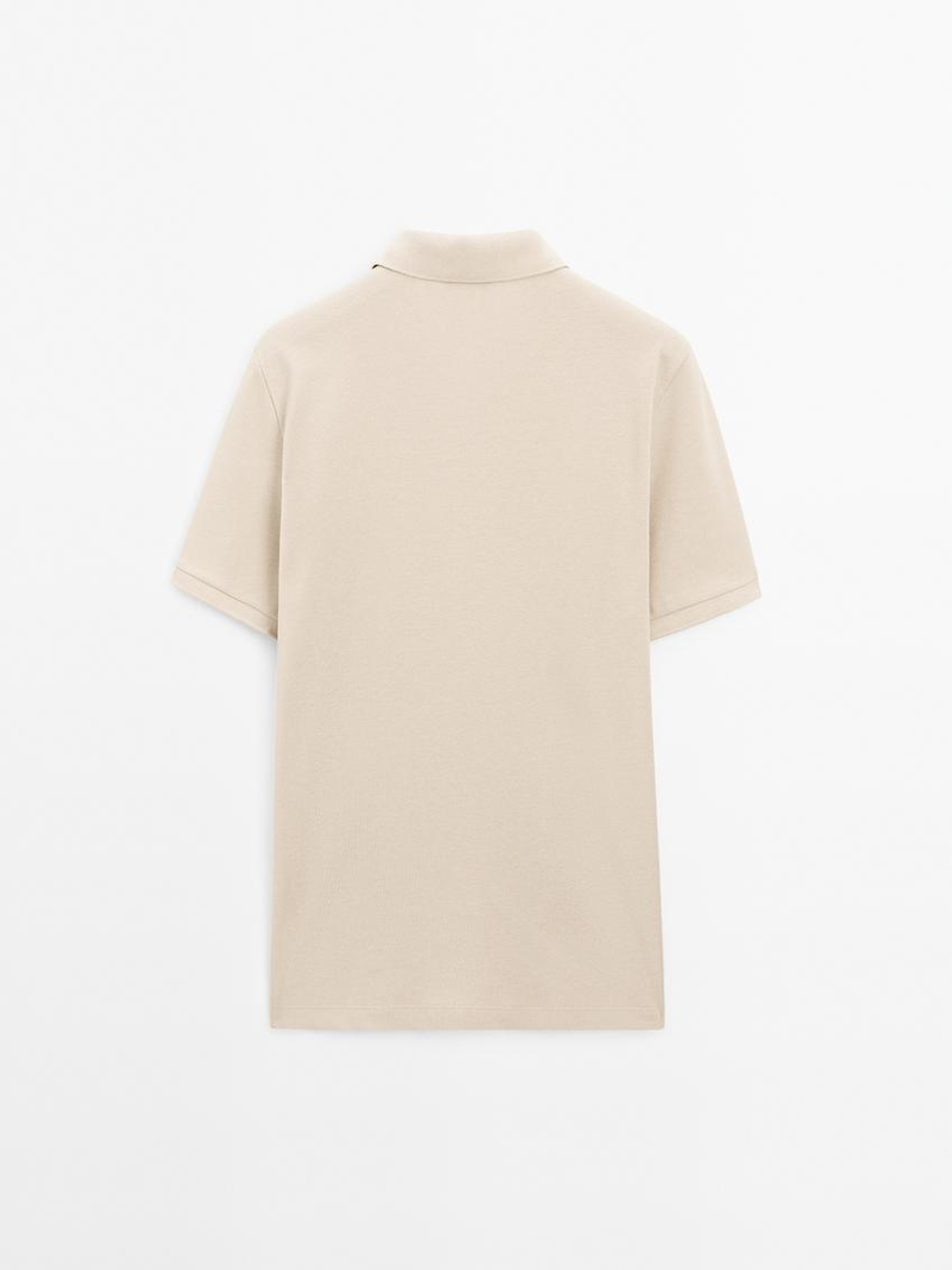 Massimo Dutti Футболка-поло из хлопка, песочный