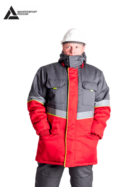 Куртка зимняя мужская «СЕВЕРНАЯ ШИРОТА» цв.серый/красный