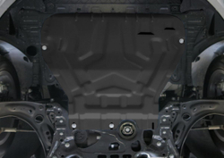 Защита картера и КПП AutoMax для Skoda Octavia A7 (V - 1.4; 1.6; 1.8) (без Webasto) 2013-2017/Skoda Octavia A7 рестайлинг (V - 1.4; 1.6; 1.8) 2017-2020, сталь 1.4 мм, с крепежом, штампованная, AM.5111.1