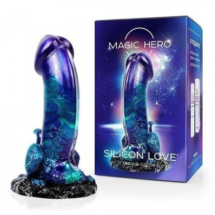 Фаллоимитатор Magic Hero (19*5), фиолетово-зелёный с перламутром