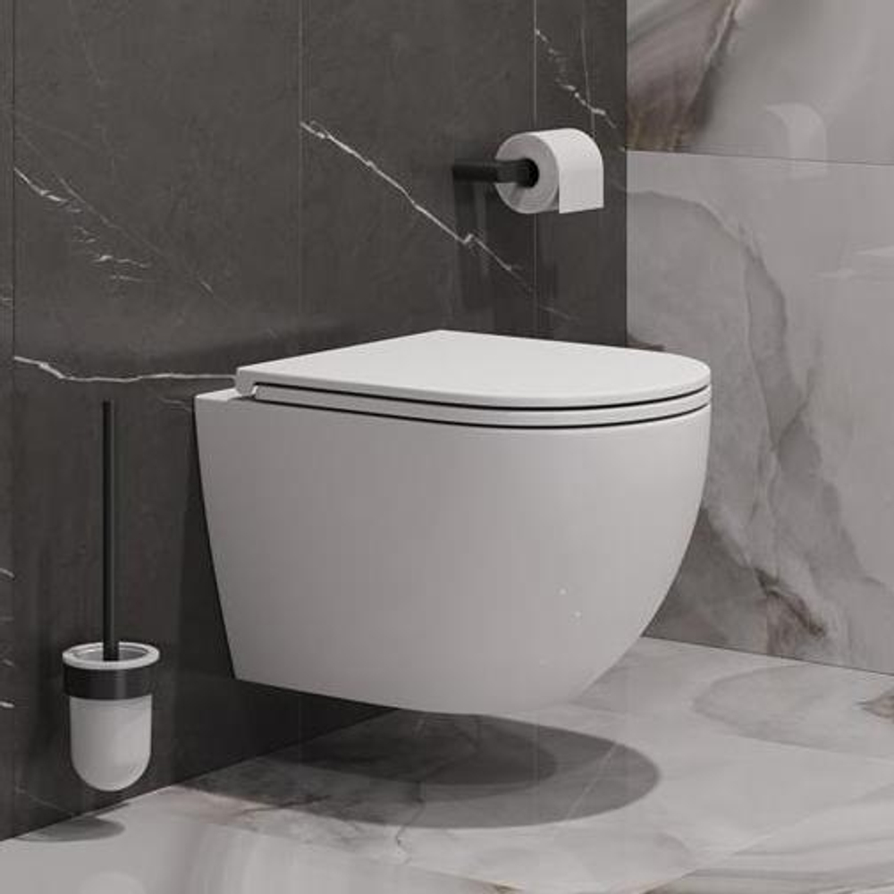 Унитаз подвесной BelBagno COMPATTO BB003CH-TOR/SC безободковый с сиденьем и смывом TORNADO