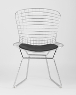 Стул обеденный Bertoia хромированный с черной подушкой 4 шт