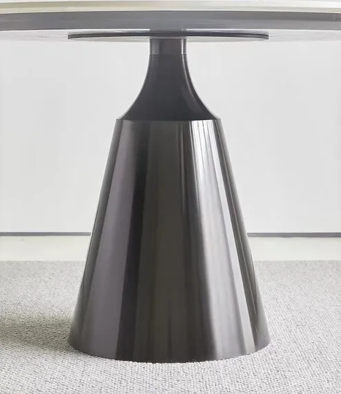 Стол Yoda 120 см, белый керамогранит, черная ножка