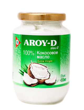 Масло кокосовое Aroy-D Extra virgin, стекло, 450 мл