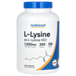 Nutricost, L-лизин, 250 капсул (500 мг на капсулу)