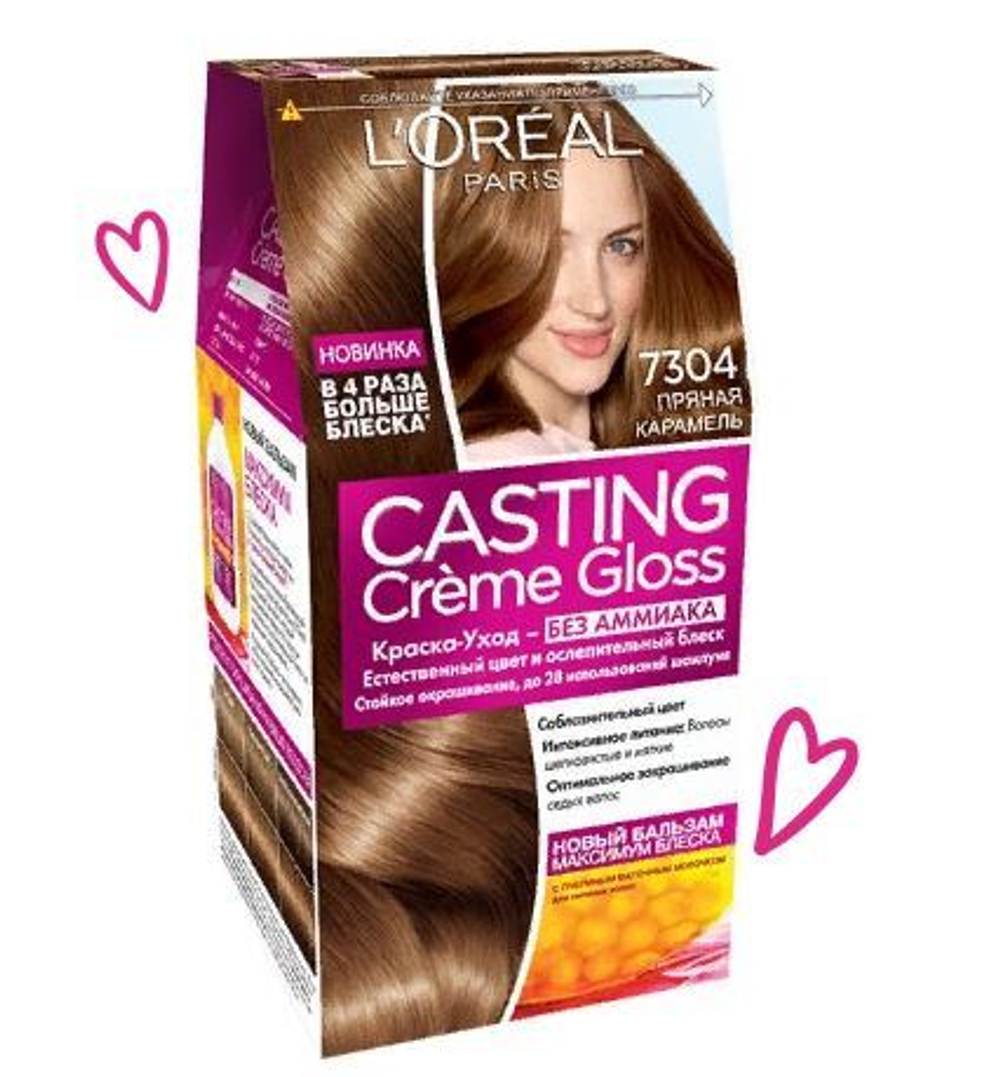 L'Oreal Paris Краска для волос Casting Creme Gloss, тон №7304, Пряная карамель, 48 мл