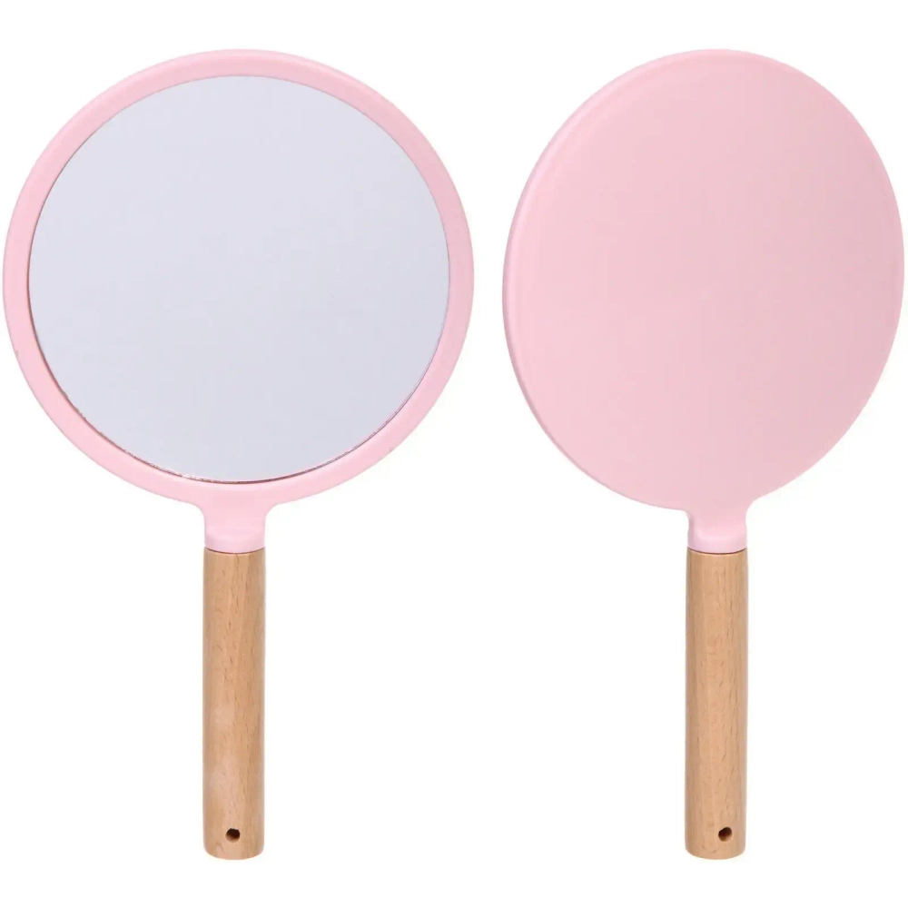 Зеркало косметическое с ручкой «Cute look - Королева», круг, цвет пудровый 14*25см