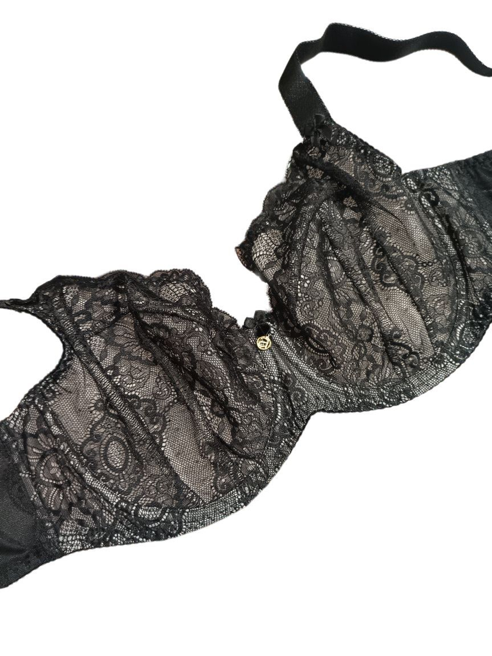 Бюстгальтер plus size на косточках с кружевными мягкими чашками (Размер: 80J) (Цвет: черный)