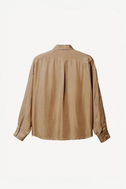 ZARA X WILLY CHAVARRIA СТРУЯЩАЯСЯ РУБАШКА ИЗ КУПРОВИСКОЗЫ, БЕЖЕВЫЙ