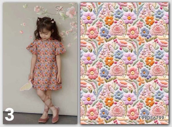ИМИТАЦИЯ ЦВЕТОЧНОЙ ВЫШИВКИ  #3,  100% хлопок Handmade Fabrics 4