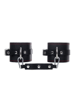 Черные кожаные однослойные оковы с контрастной строчкой (Цвет: черный)