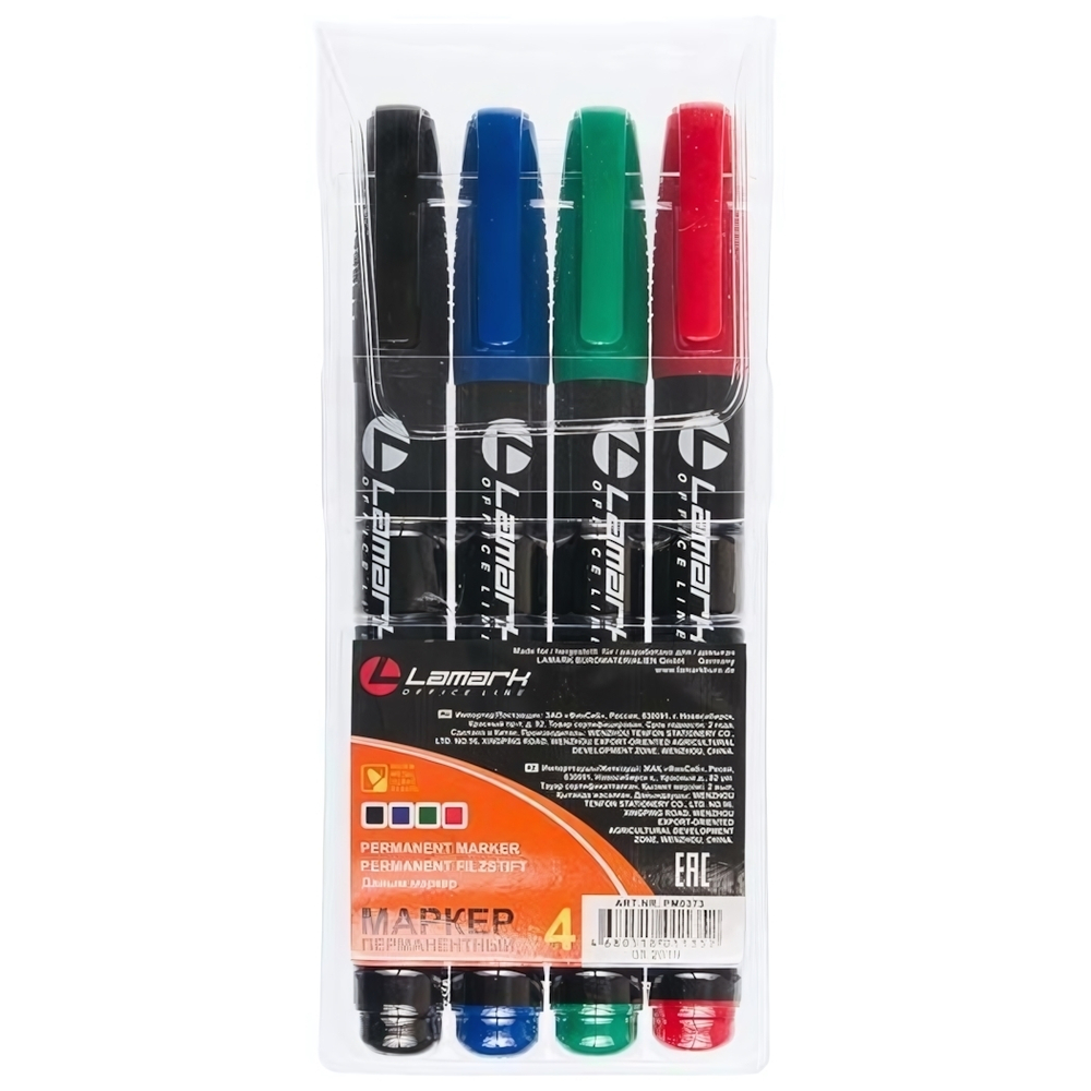 Маркер перм. 4цв.3-5мм, круглый наконечник (Lamark)