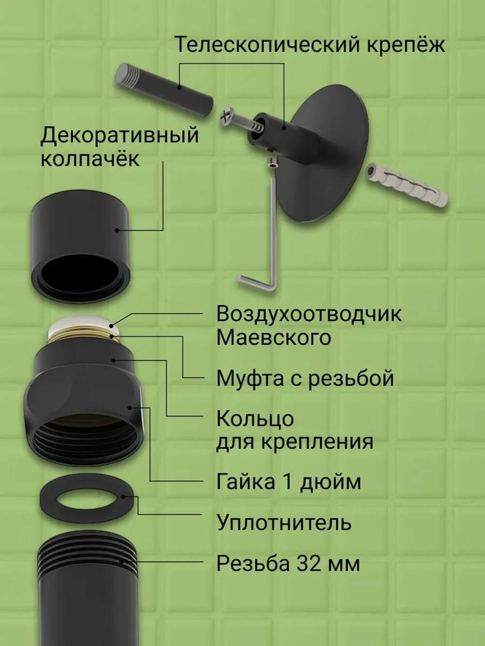 Полотенцесушитель водяной 800/500 черный матовый