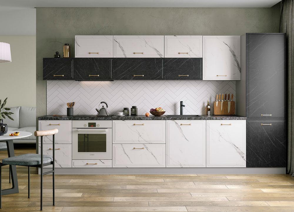 Модульный кухонный гарнитур «Риволи» 1800/2800 мм (Ваниль софт/ Ваниль софт), ЛДСП/МДФ, ДСВ Мебель