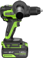 Дрель-шуруповерт аккумуляторная GREENWORKS GD24DD140 ударная, 24V, 2 АКБ 4Ач и ЗУ 3707607CUD