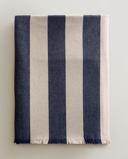 Zara Home плед из хлопка, синий, в полоску · 6376/004