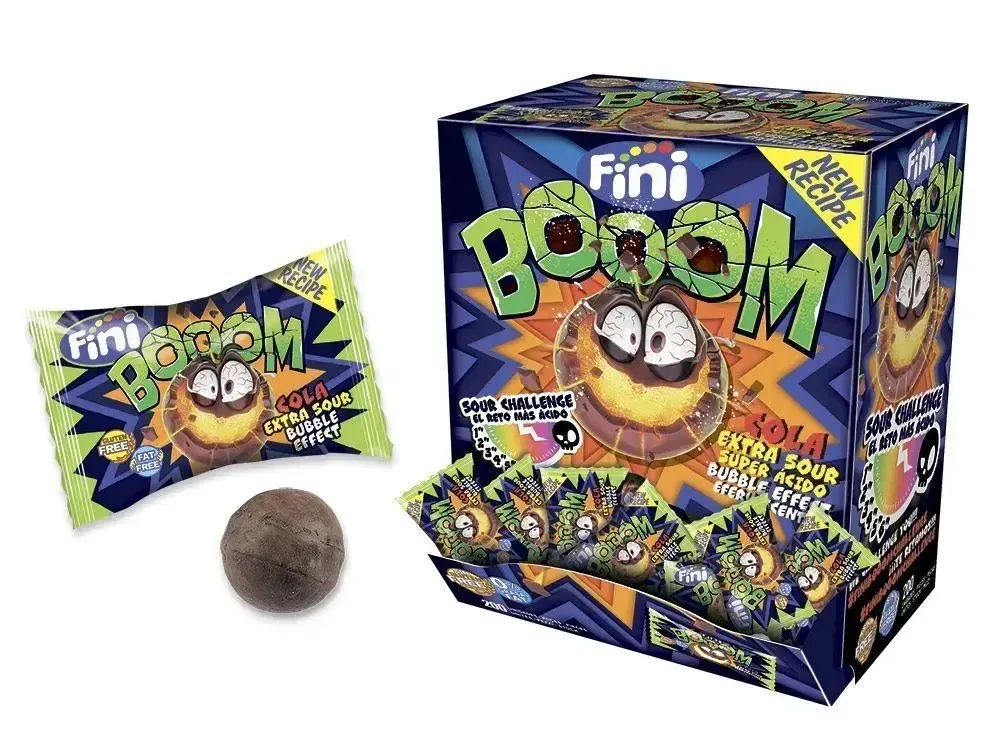 Леденец Fini Boom Cola с кислой начинкой со вкусом колы, 5 г