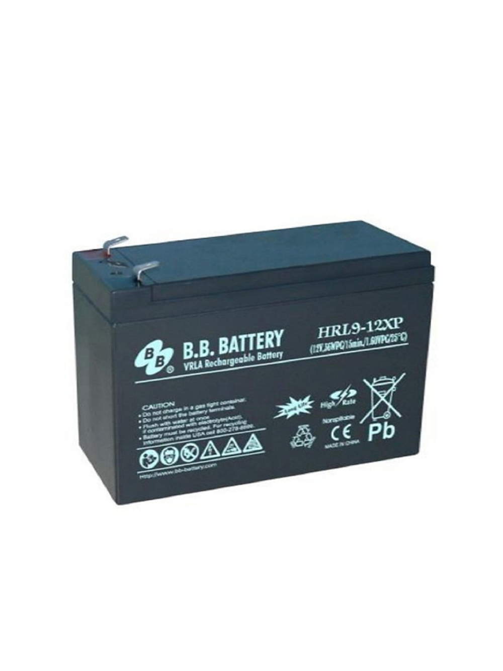 АКБ B.B. Battery HRL 9-12XP (12В 9Ач) 218.3 Вт/блок, ДхШхВ 151x65x94 мм, масса 2.75 кг, клеммы F2