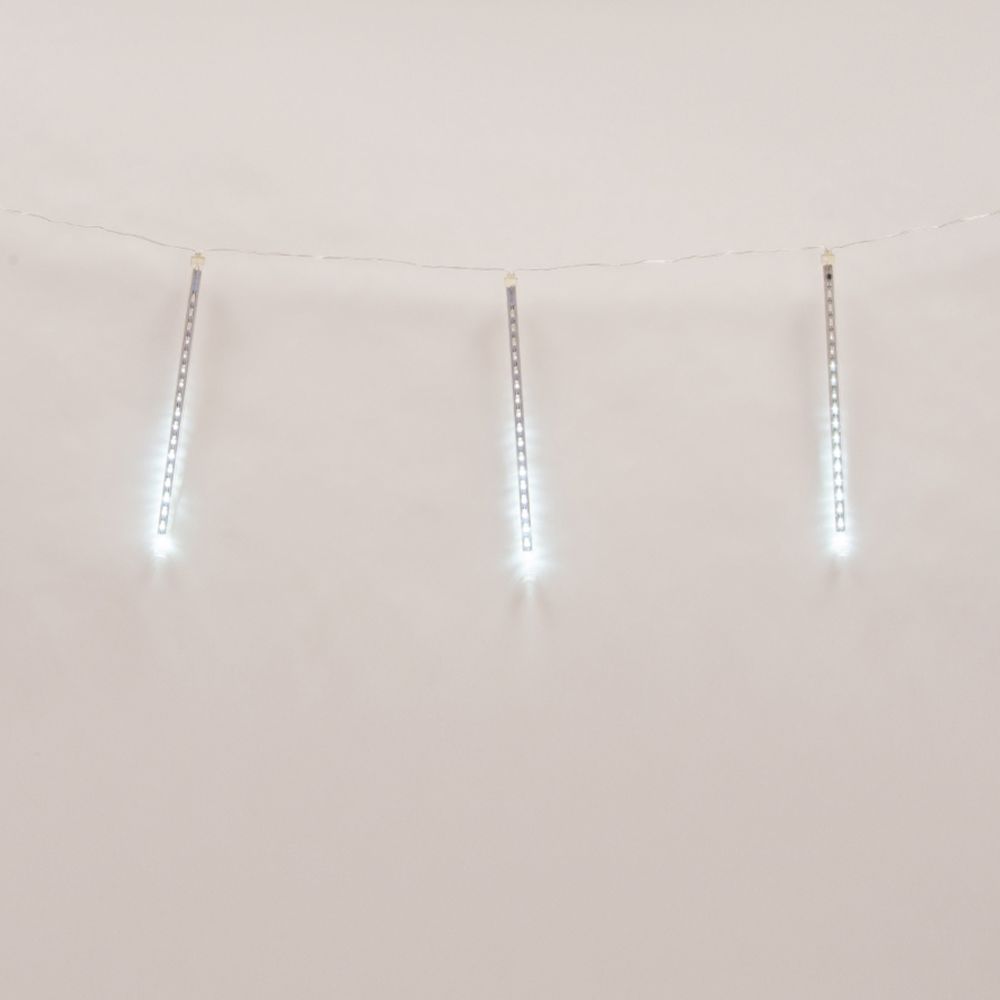 ULD-E2405-240-DTK WHITE IP44 METEOR Занавес светодиодный фигурный Падающие звезды. соединяемый. 2х0.5м. 8 подвесов. Белый свет. Провод прозрачный. TM Uniel.