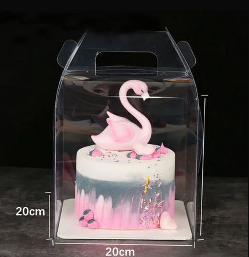 Коробка кондитерская прозрачная с ручкой 20х20х14 см (10 шт)