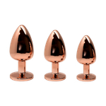 Анальная пробка золотистого цвета с белым кристаллом Tralalo от WOOOMY  (S: 7*2,8 см.)