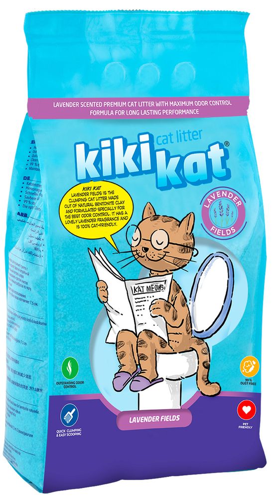 Бентонитовый наполнитель для кошачьего туалета &quot;KikiKat&quot; супер-белый комкующийся с ароматом &quot;Лаванда&quot; 5л