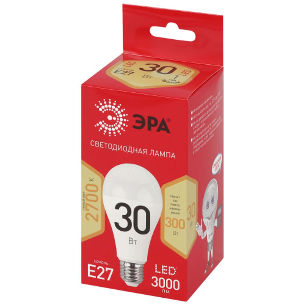 Лампа светодиодная ЭРА RED LINE LED A70-30W-827-E27 R 30Вт груша теплый белый свет Е27 | Лампы cветодиодные Груша (A)