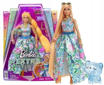 Кукла Mattel Barbie Extra Fancy - Экстра в платье-двойка с цветочным принтом + котенок - Барби HHN14