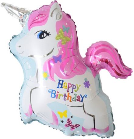 Шар Фигура "Милый единорог С Днем Рождения" розовый