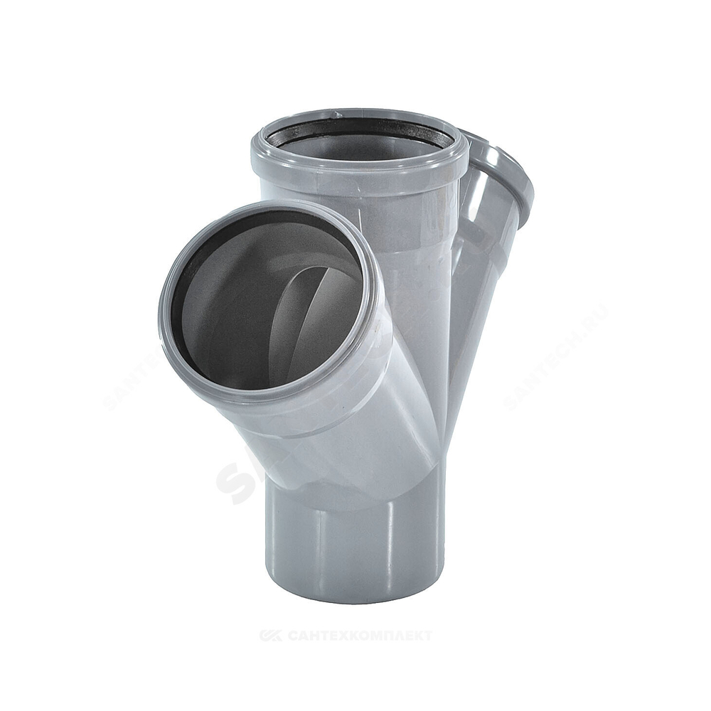 Крестовина PP-H 1-плоскостная серый BASE Дн 50х50х50х45гр б/нап в/к VALFEX 27105050