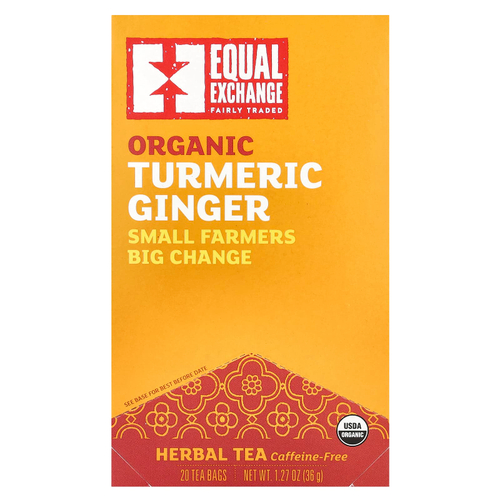Equal Exchange, органическая куркума и имбирь, травяной чай, без кофеина, 20 чайных пакетиков, 36 г (1,27 унции)