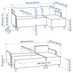 3-местный диван с кушеткой - IKEA BRUKSVARA/БРУКСВАРА ИКЕА, 203х85х80 см, черный
