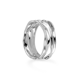 Латунное кольцо базовое "Мятый металл" silver