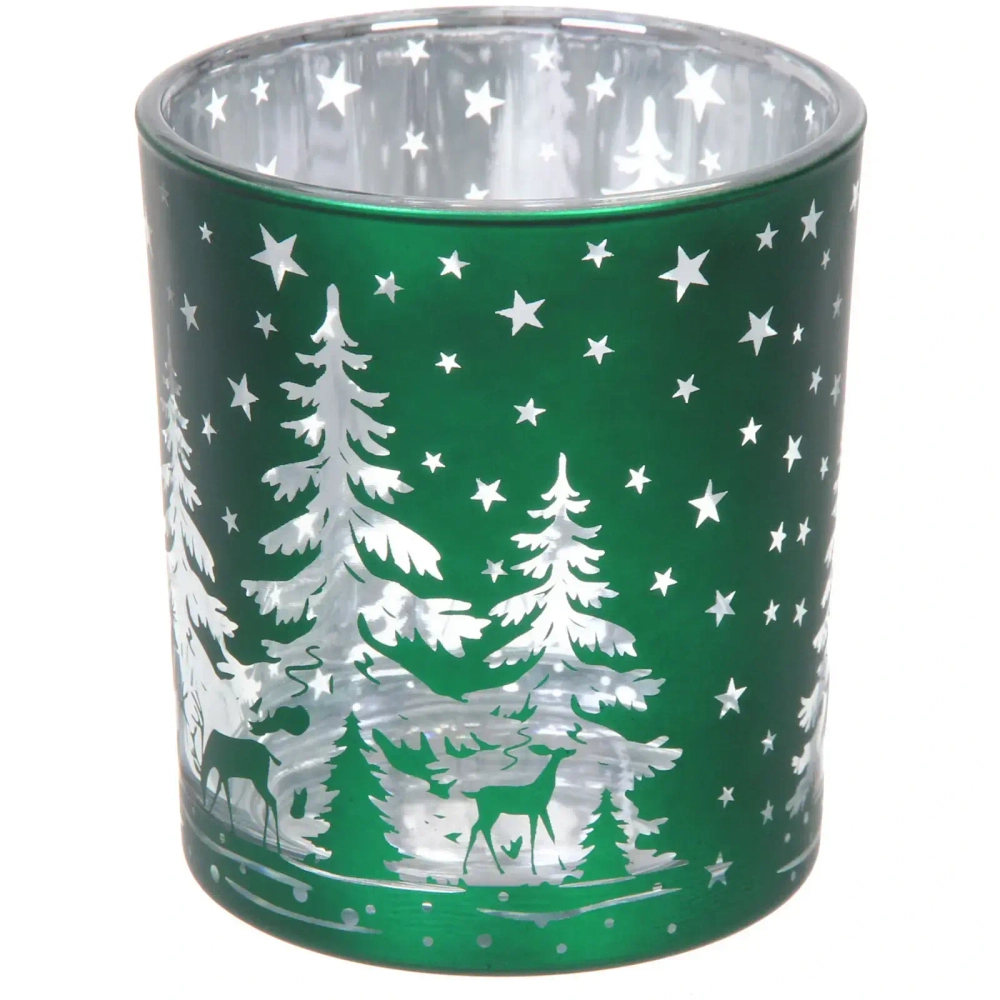 Подсвечник «Снежный лес» 8,5*10 см, Изумруд