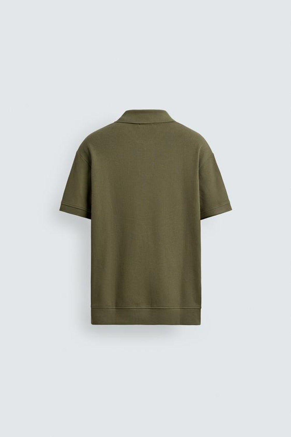 ZARA ПОЛО ИЗ РЕЛЬЕФНОЙ ТКАНИ, МЯГКИЙ ЗЕЛЕНЫЙ