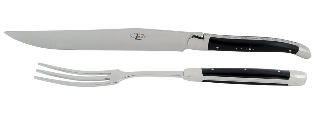 Набор столовых приборов на 1 персону 2 предмета Forge de Laguiole большая модель, рукоятка из кончика черного рога