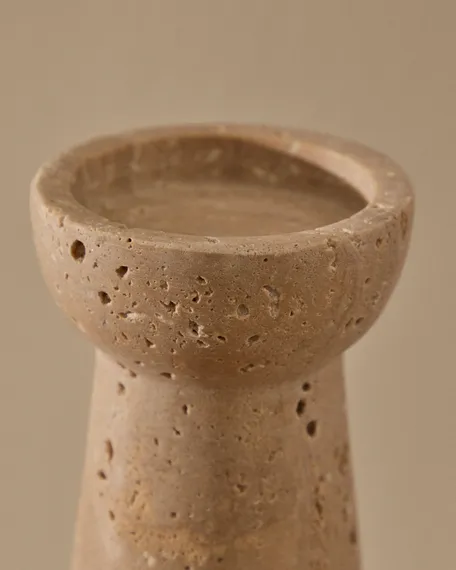 Большой подсвечник Magan 25 см из бежевого травертина