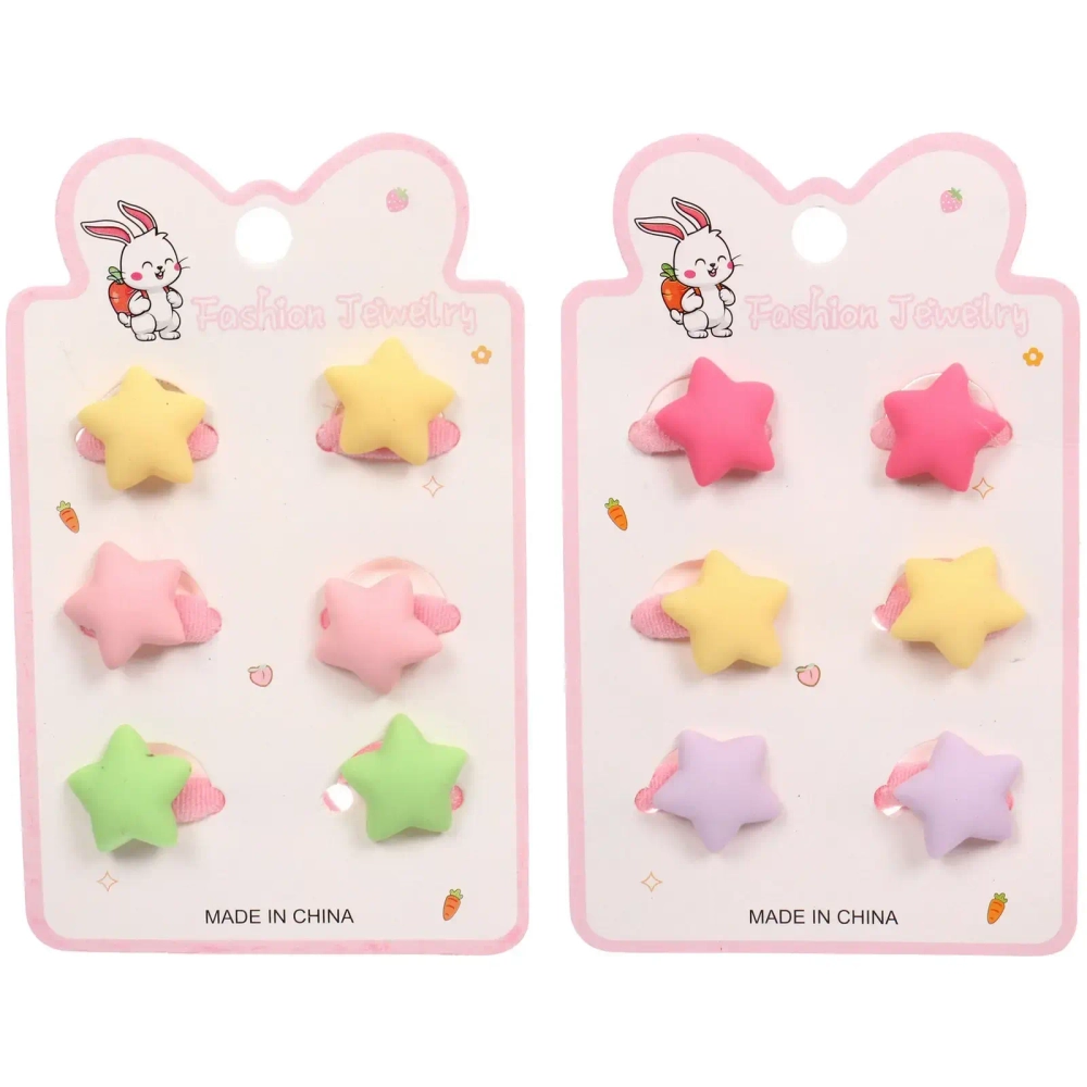 Резинки для волос детские 6шт «БАМБИ БУМ Маттэ», Звёздочки, микс 6 цветов, d-2.см/12*7.5см