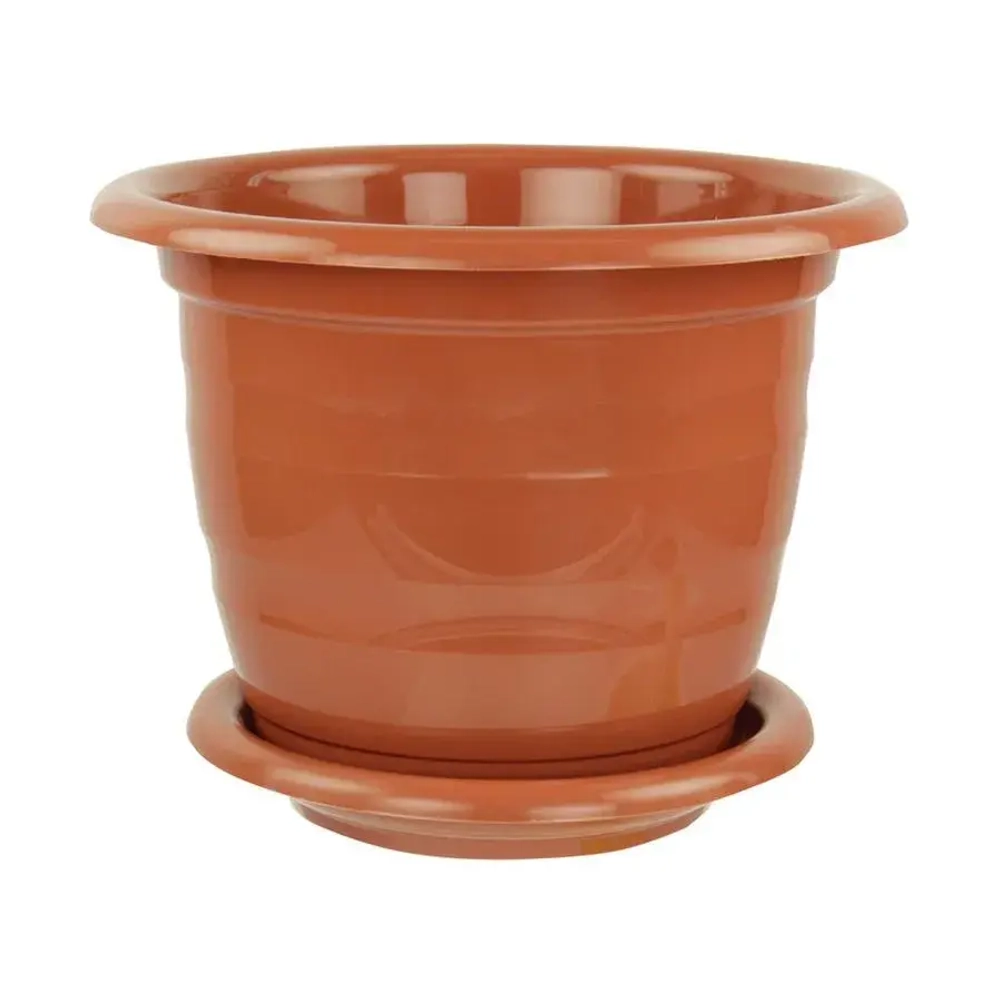 Горшок цветочный Виола 1л. с поддоном коричневый (комплект 20 шт)