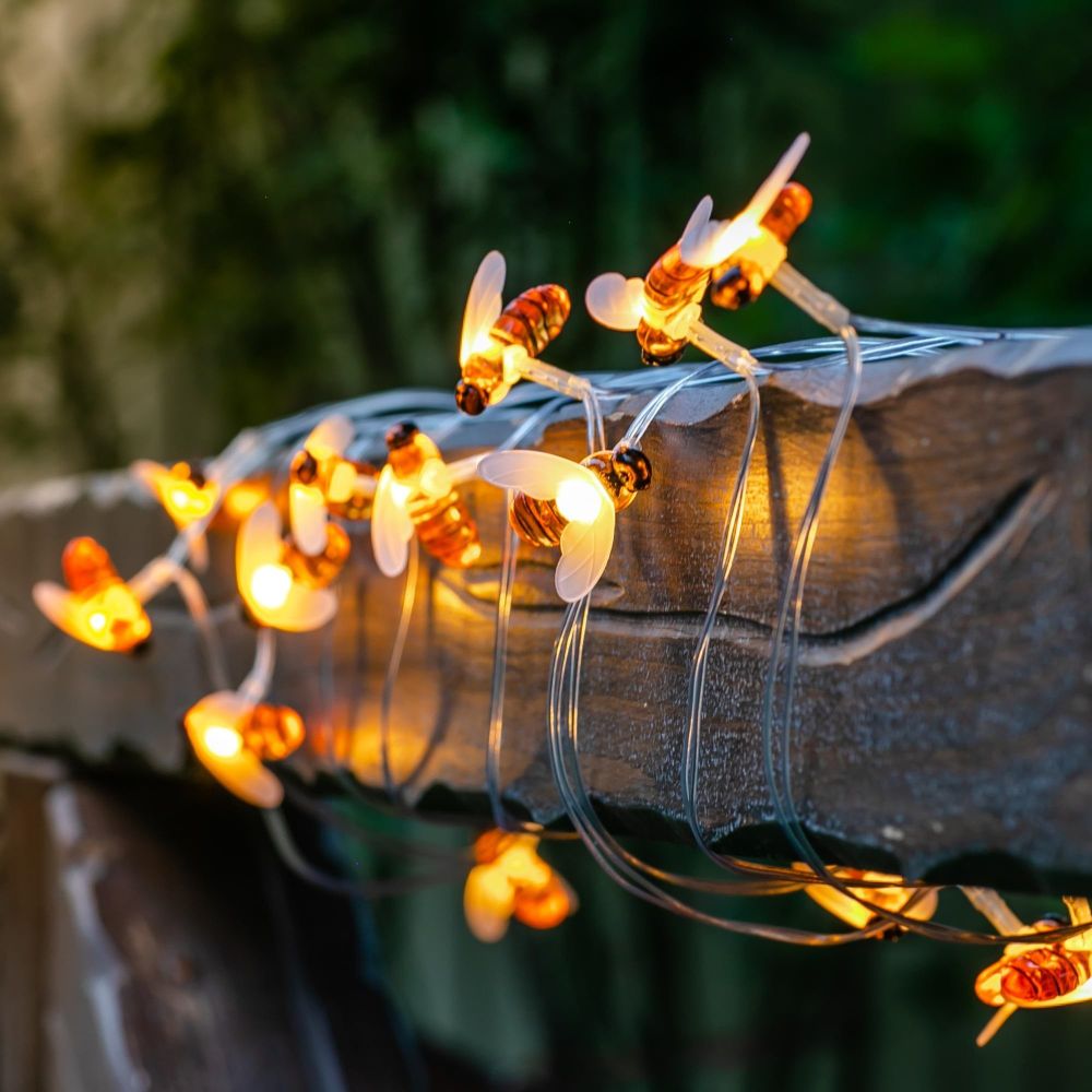 USL-S-127-PT4000 BEES Садовая гирлянда на солнечной батарее Пчелки. 20 светодиодов. Теплый белый свет. 1xАА Ni-Mh аккумулятор в-к. IP44. TM Uniel.