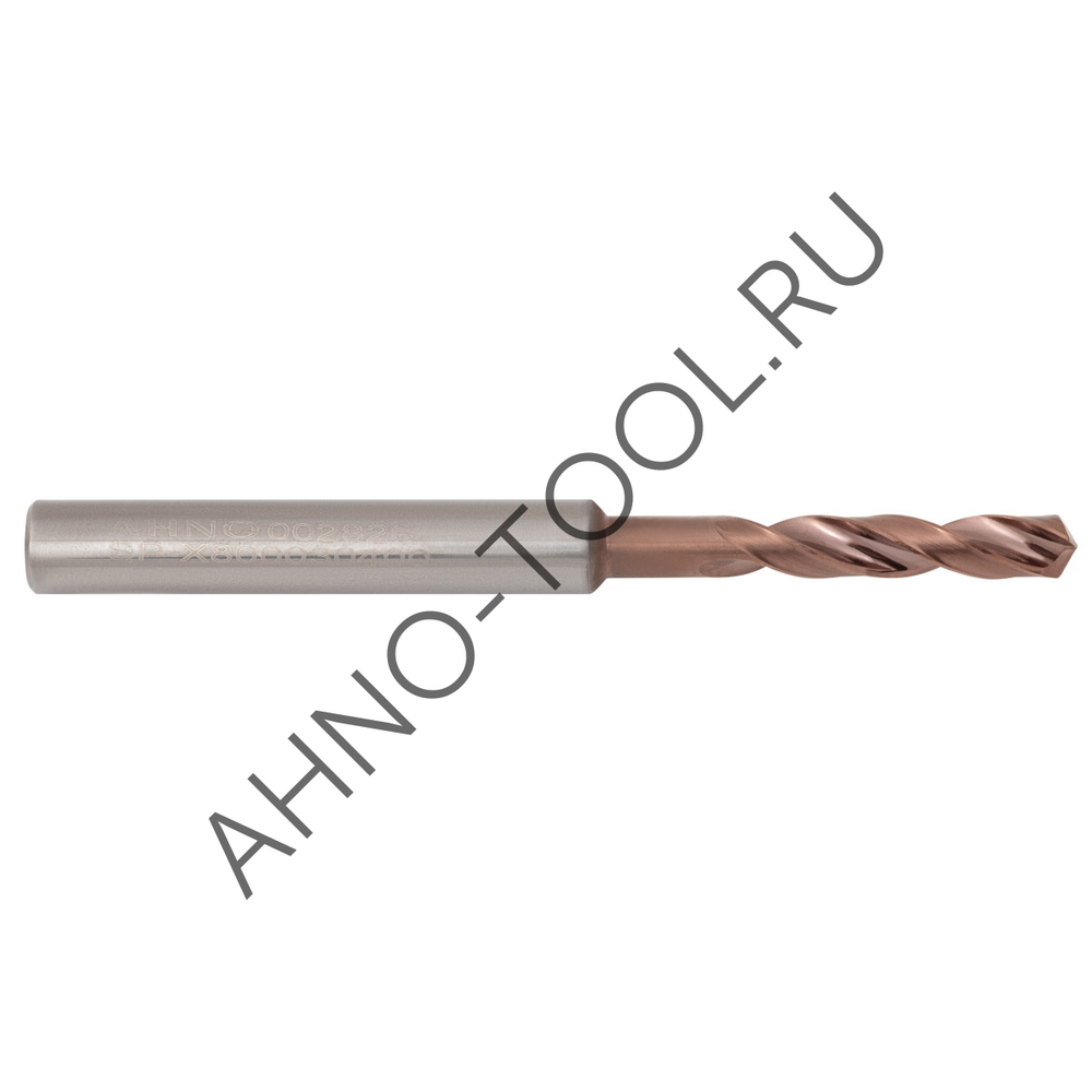 Сверло  4.0мм  твердосплавное 3D без подвода СОЖ. SP-X800030400 VHM AHNO по стали, чугуну, нерж. и ж