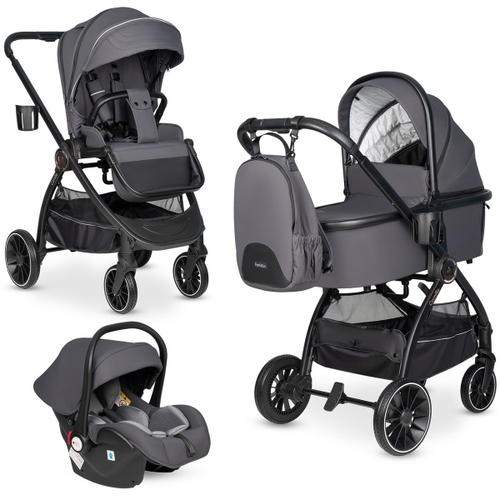 Детская коляска Farfello Camille 3 в 1 графитовый серый
