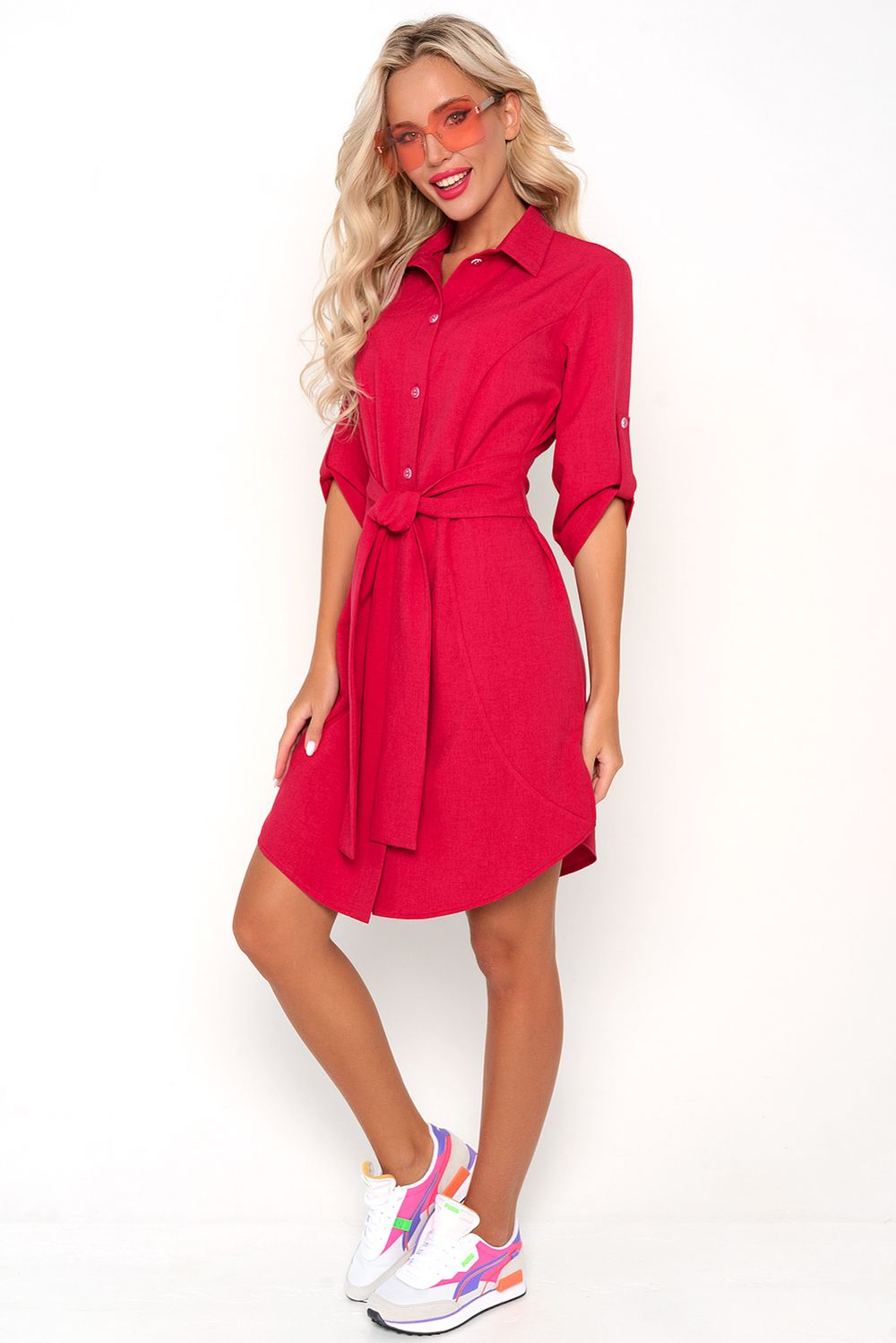 Платье - рубашка "Андорра"(кармин) Elza (Акция)