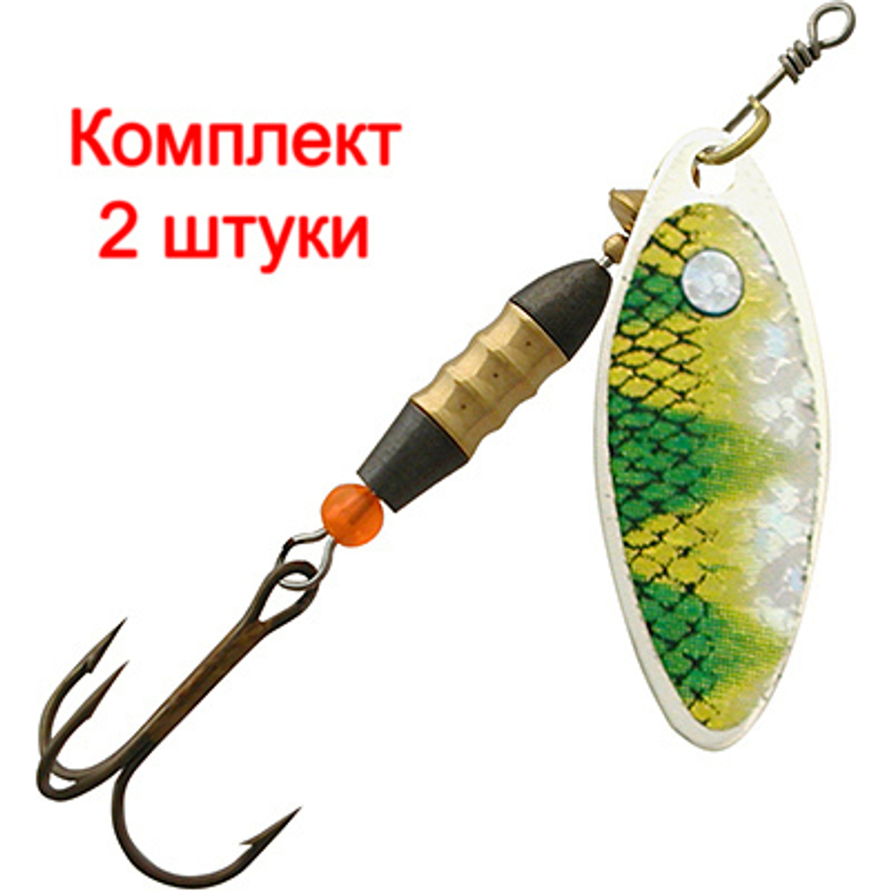 Блесна для рыбалки AQUA LONG 04,0g, лепесток № 1, цвет LO-20 (серебро, желтый, черный), 2 штуки в комплекте