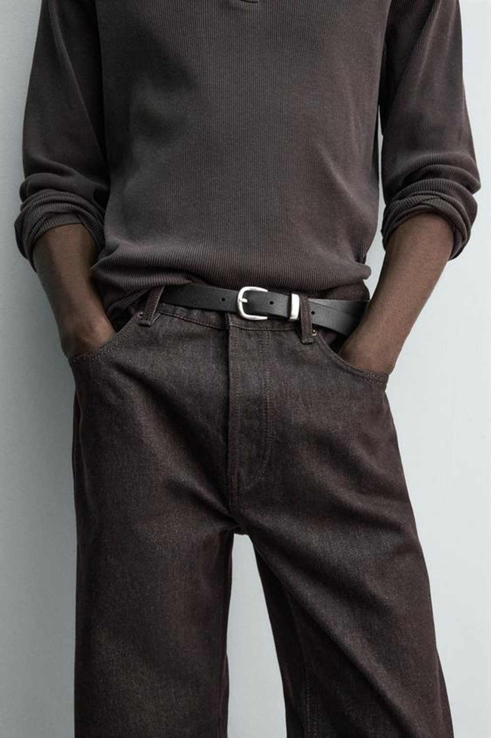 ZARA ДЖИНСЫ FLARE FIT, ТЕМНО-КОРИЧНЕВЫЙ