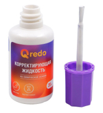 Корректирующая жидкость Qredo, 20 мл, на химической основе, с кистью, 12 штук