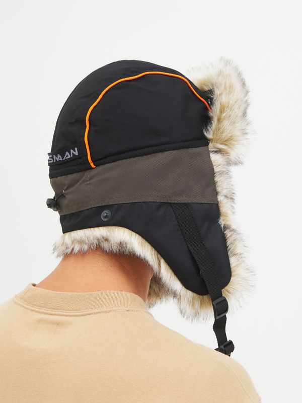 Шапка ушанка зимняя Siberia ткань Breathable цвет Хаки/Черный иск. мех Волк