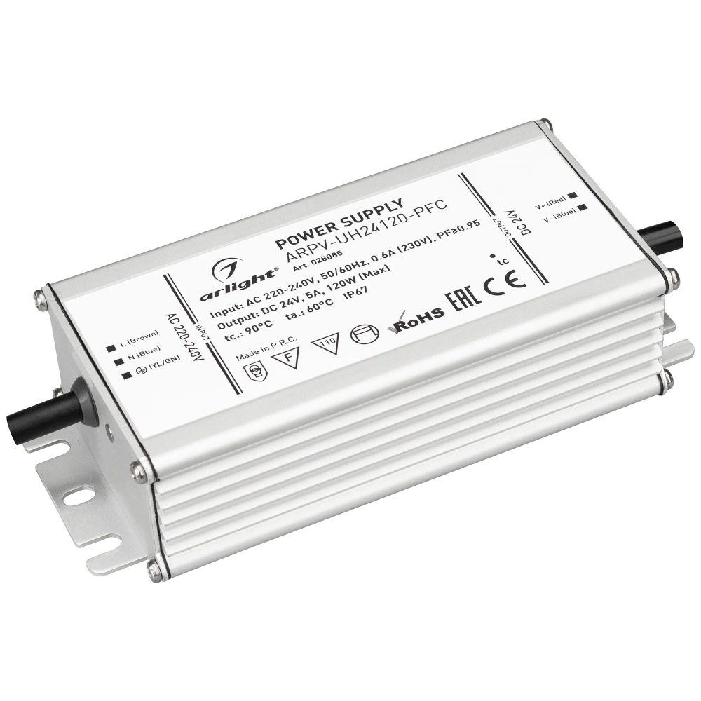 Блок питания ARPV-UH24120-PFC (24V, 5.0A, 120W) (Arlight, IP67 Металл, 7 лет) 028085