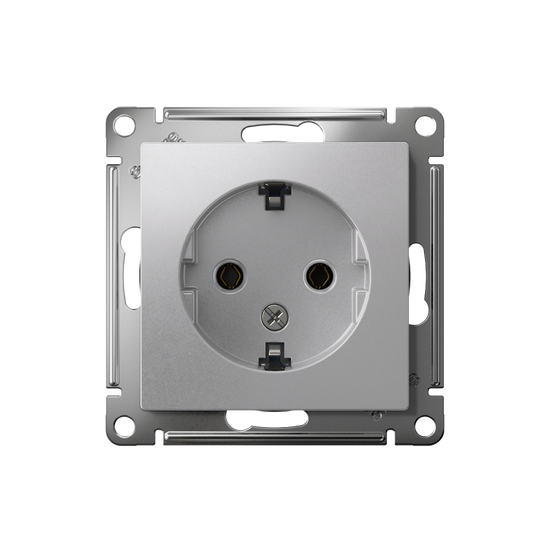 Розетка 1-м СП AtlasDesign 16А IP20 с заземл. механизм алюм. SE ATN000343