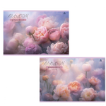 Альбом для рисования А4 40л., Alingar, на скрепке, мелованный картон (стандарт), 100 г/м2, "Нежные цветы", 2 дизайна в пленке т/у